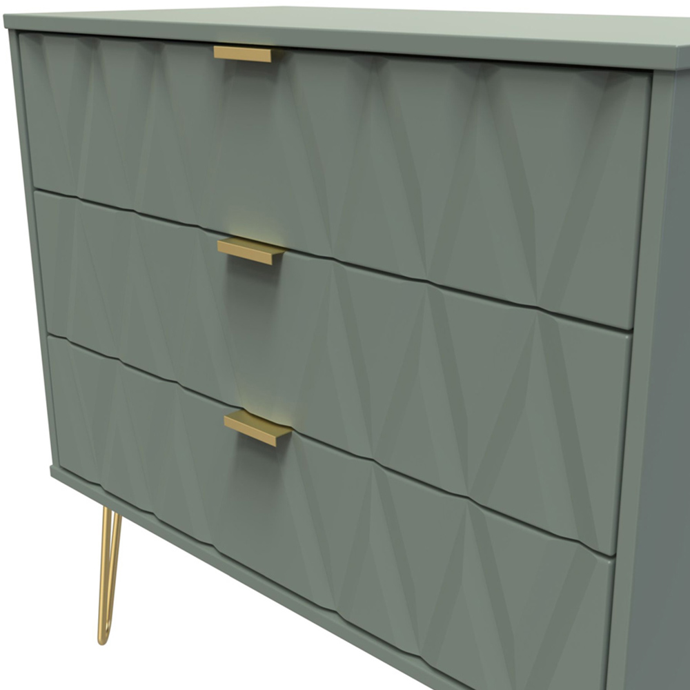 Crowndale Diamond 3 Drawer Reed Green Chest of Drawers Image 5