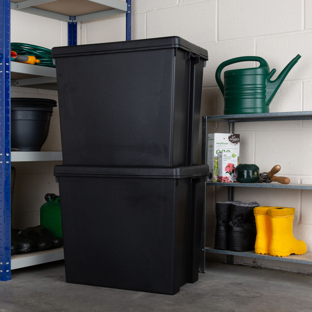 Wham 92L Black Wham Bam Storage Box with Lid 2 Pack Image 2