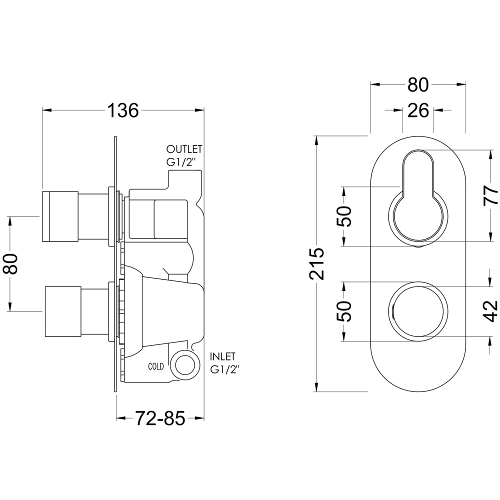 nuie Windon Brushed Brass Twin Thermostatic Valve Image 2