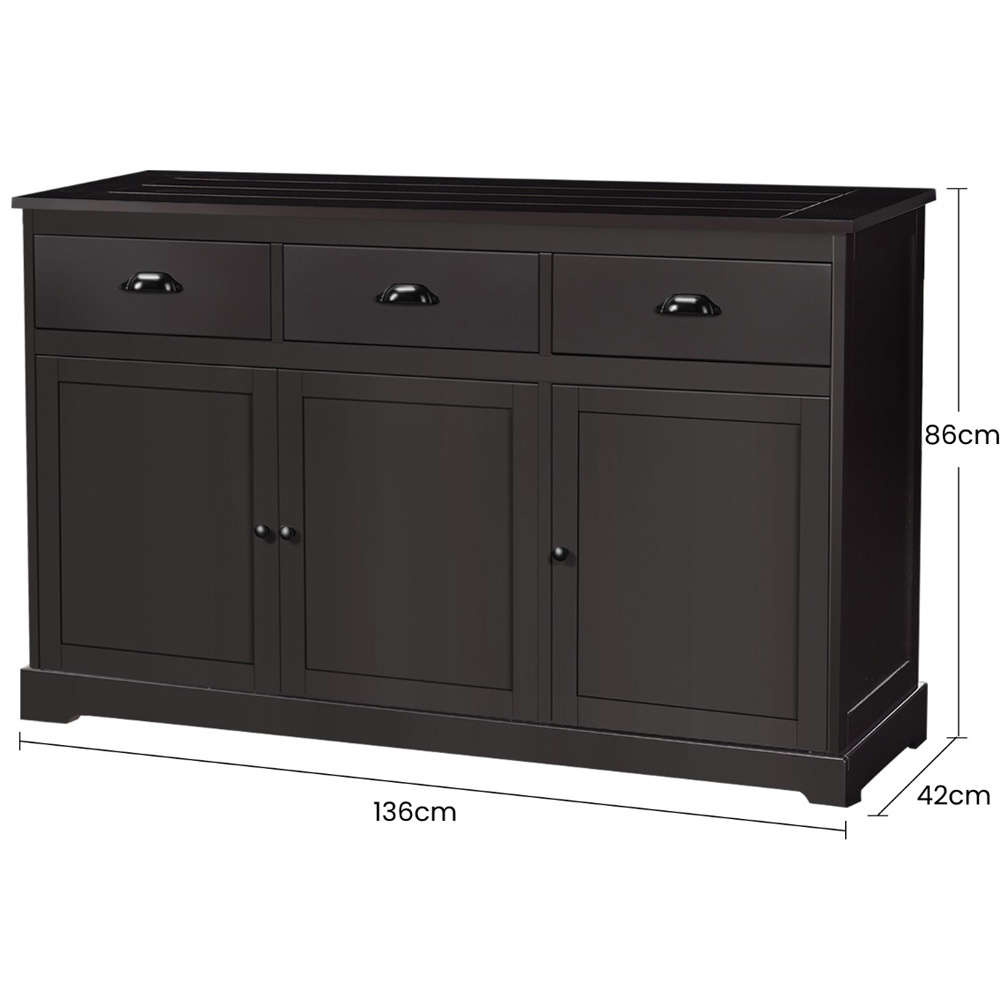 Costway 3 Door 3 Drawer Brown Buffet Sideboard Image 9