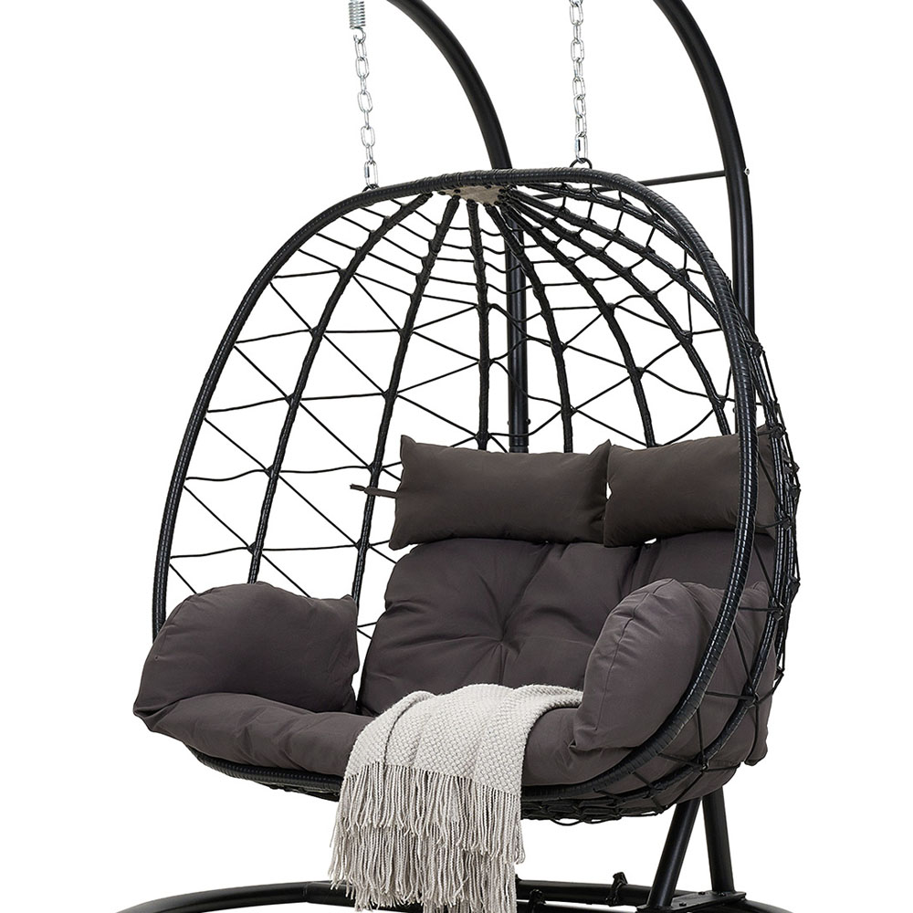 Living and Home 2 Seater Padded Swing Egg Chair with U-Shape Metal Stand Image 3