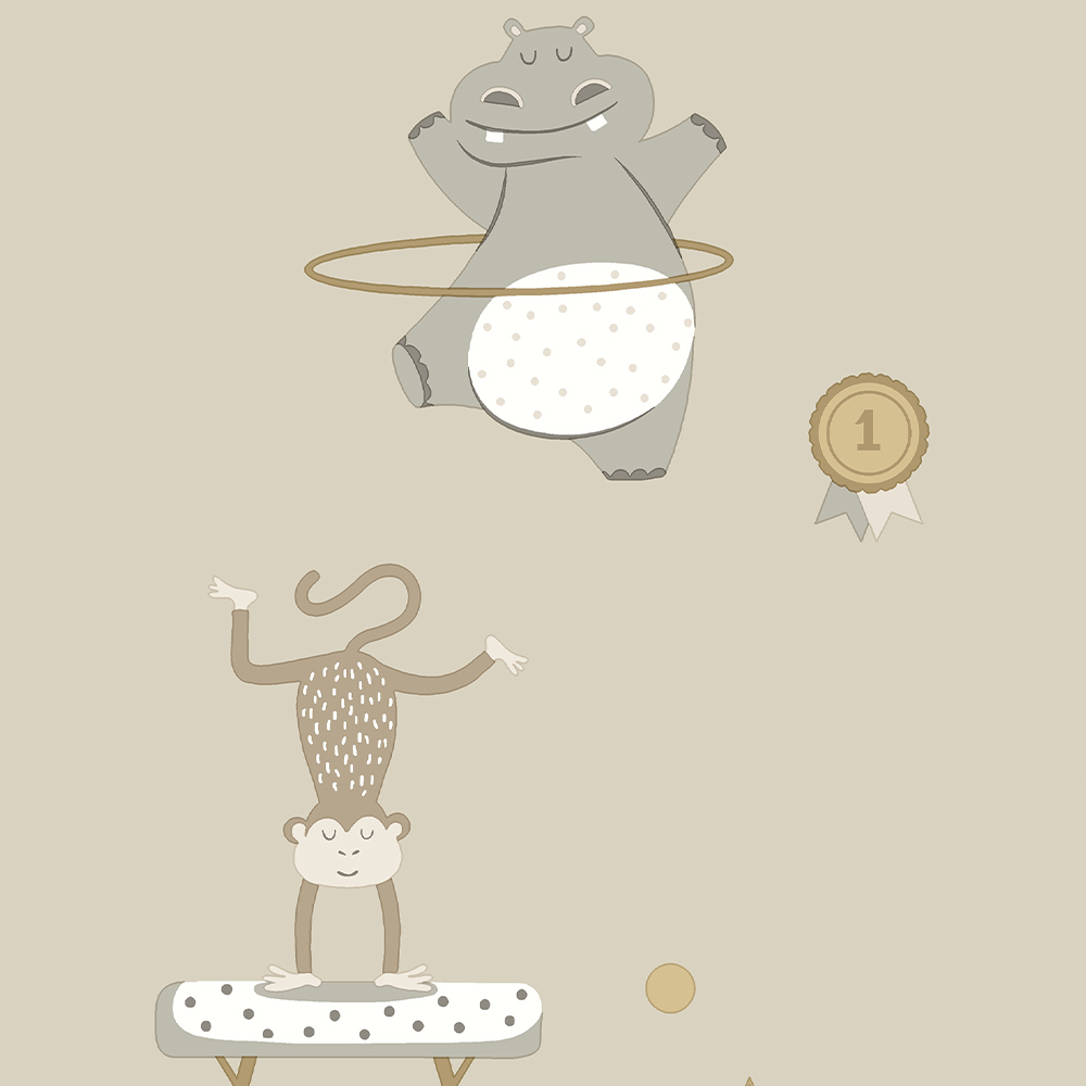 Holden Decor Animal Gymnastics Beige Wallpaper Image 4