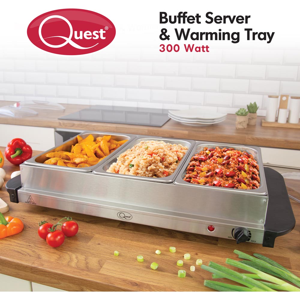 Quest Silver Large Buffet Server and Warming Plate Image 6