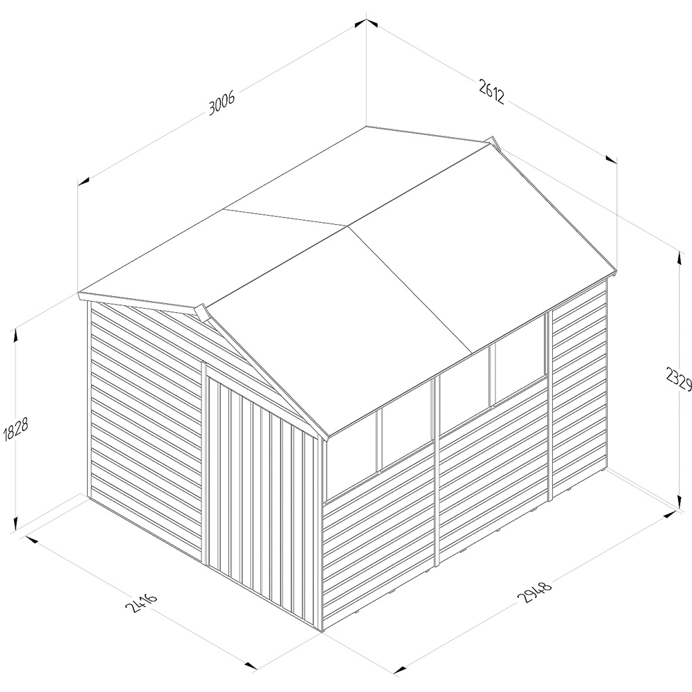 Forest Garden Beckwood 8 x 10ft Double Door 4 Windows Shiplap Apex Shed Image 9