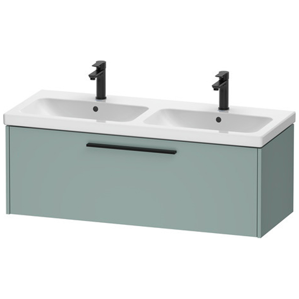 Duravit D-Code Single Drawer Fjord Green Wall Hung Vanity with Black Handle 1184mm x 460mm Image 1