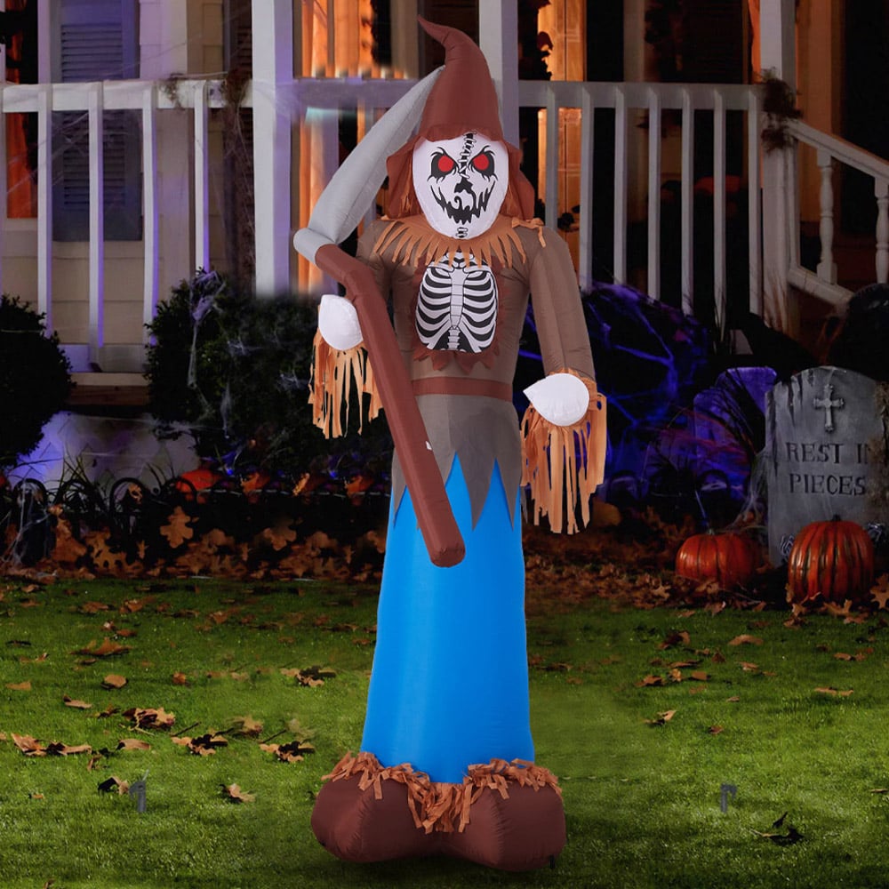 Living and Home Halloween Inflatable LED Lighted Scarecrow Grim Reaper 10ft Image 2