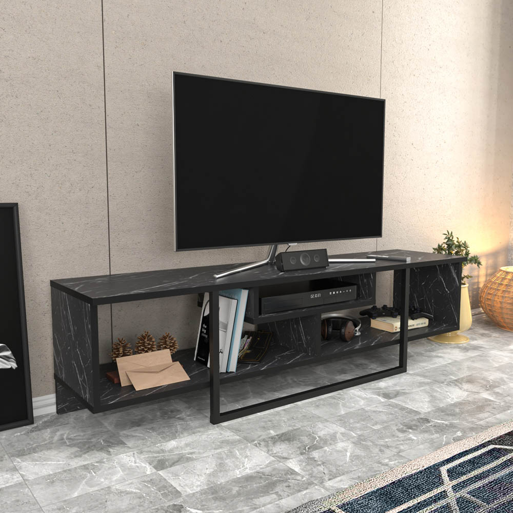 Decorotika Asal 3 Shelf Bendire and Black Modern TV Unit Image 4