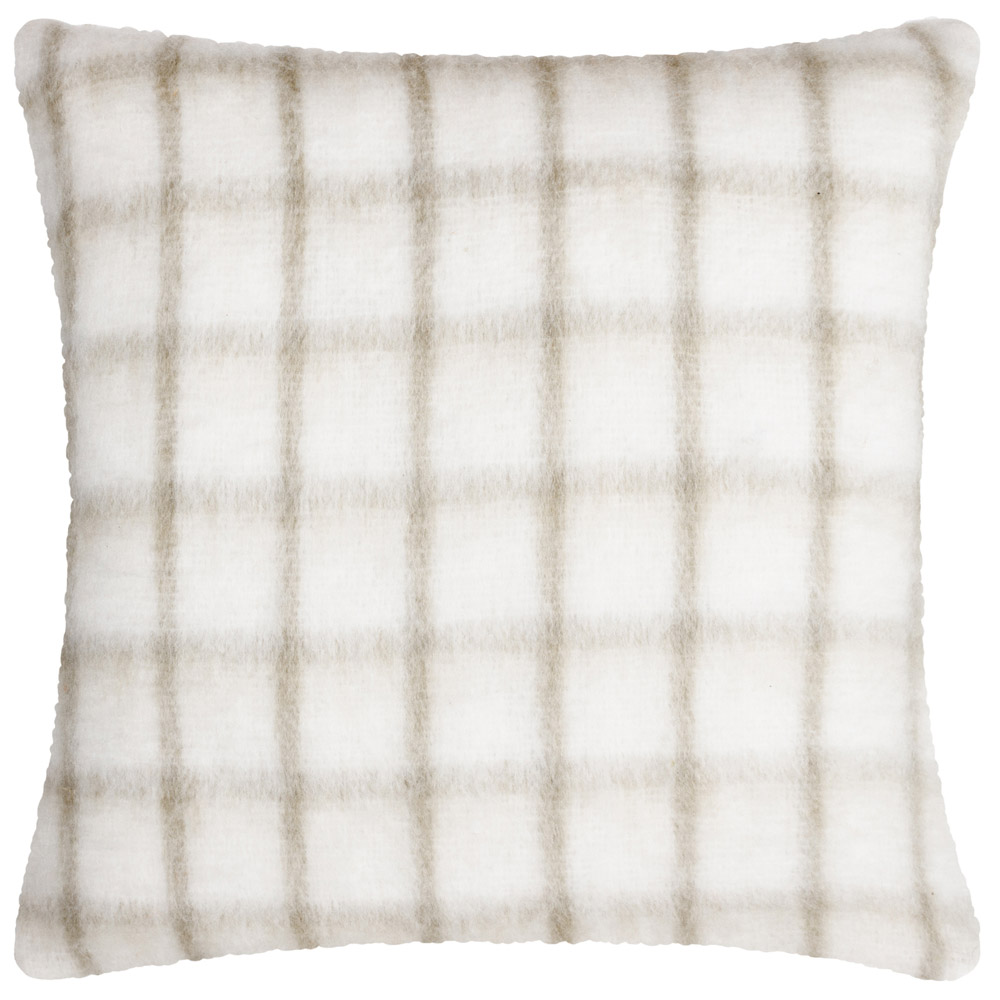 Yard Yarrow Natural Biscuit Check Faux Mohair Check Cushion Image 1