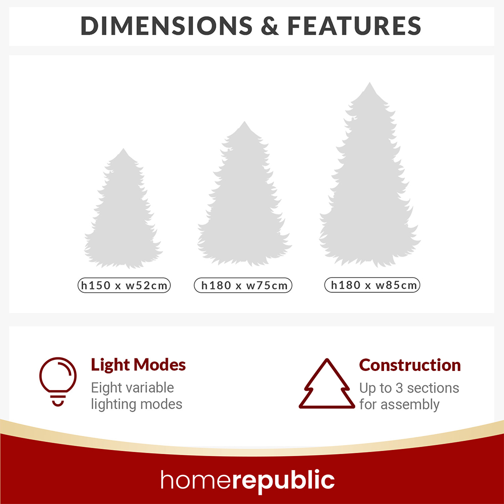 Noel Square Warm White LED Pre-Lit Half Artificial Xmas Tree 6.9ft Image 6