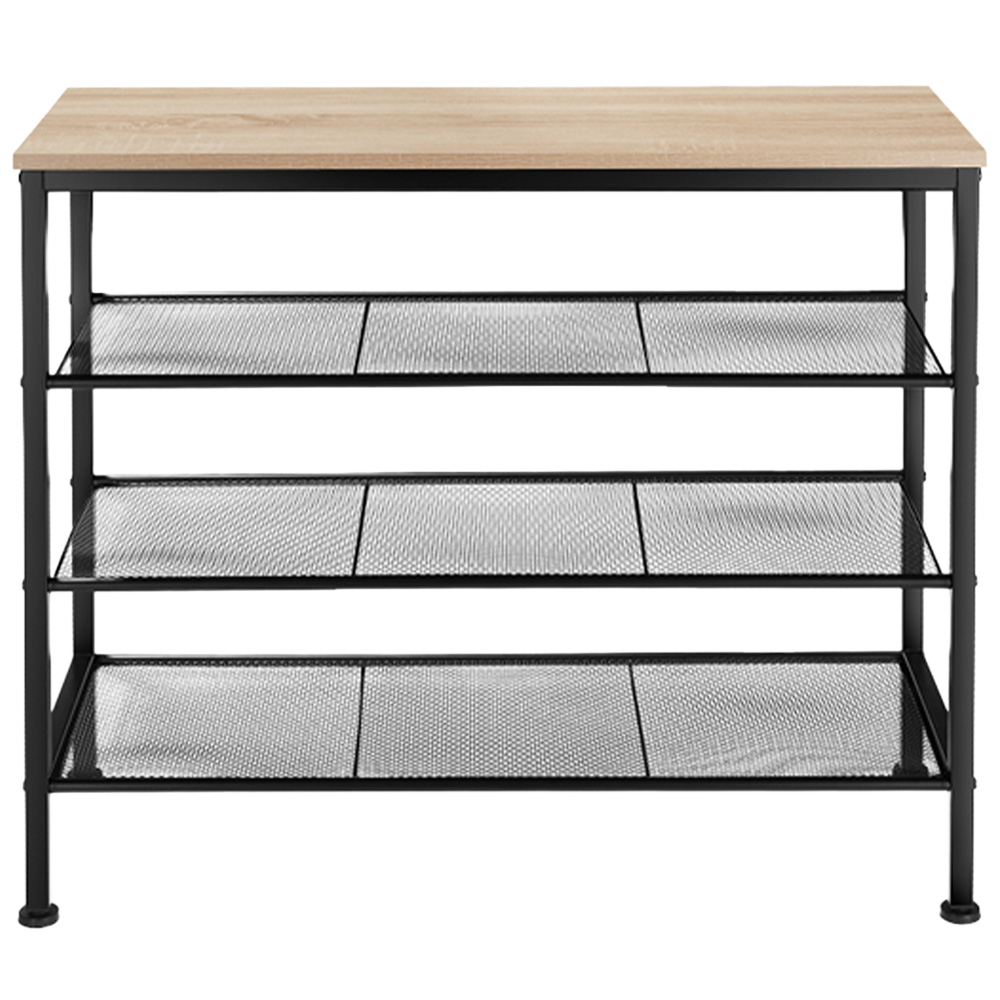 tectake Newport 3 Grid Shelf Oak Sonoma Shoe Rack Image 1