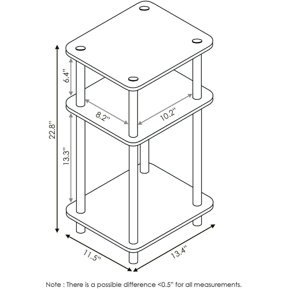 Walplus 2 Shelf Americano and Black Turn-N-Tube End Table Image 6
