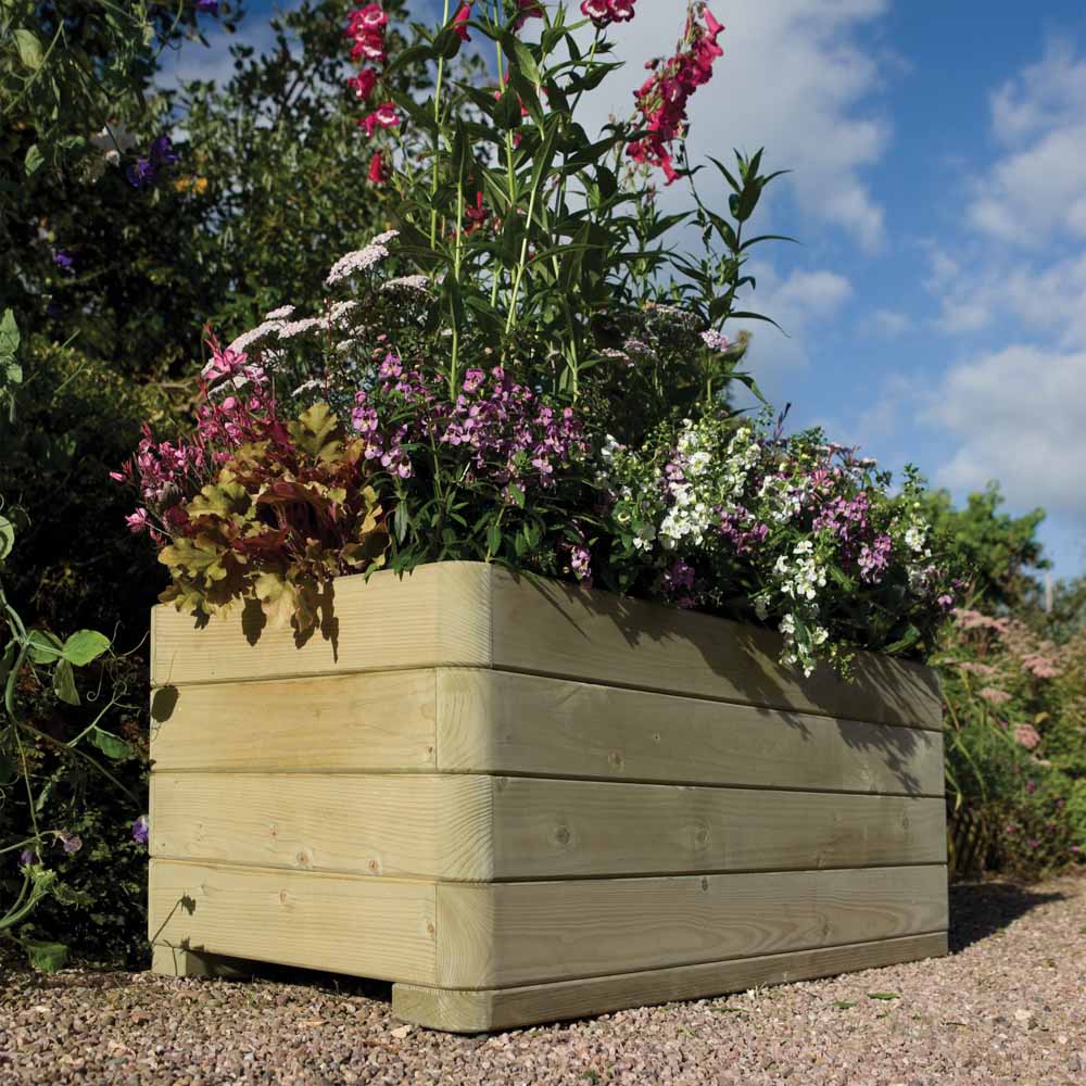 Rowlinson Wooden Outdoor Marberry Rectangular Planter 100 x 50cm Image 2