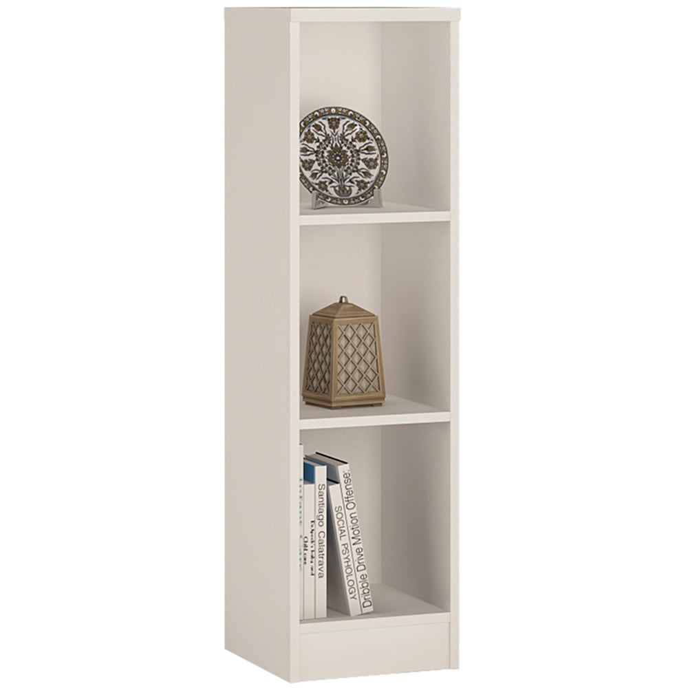 Florence 4 You 3 Shelf Pearl White Medium Narrow Bookcase Image 2