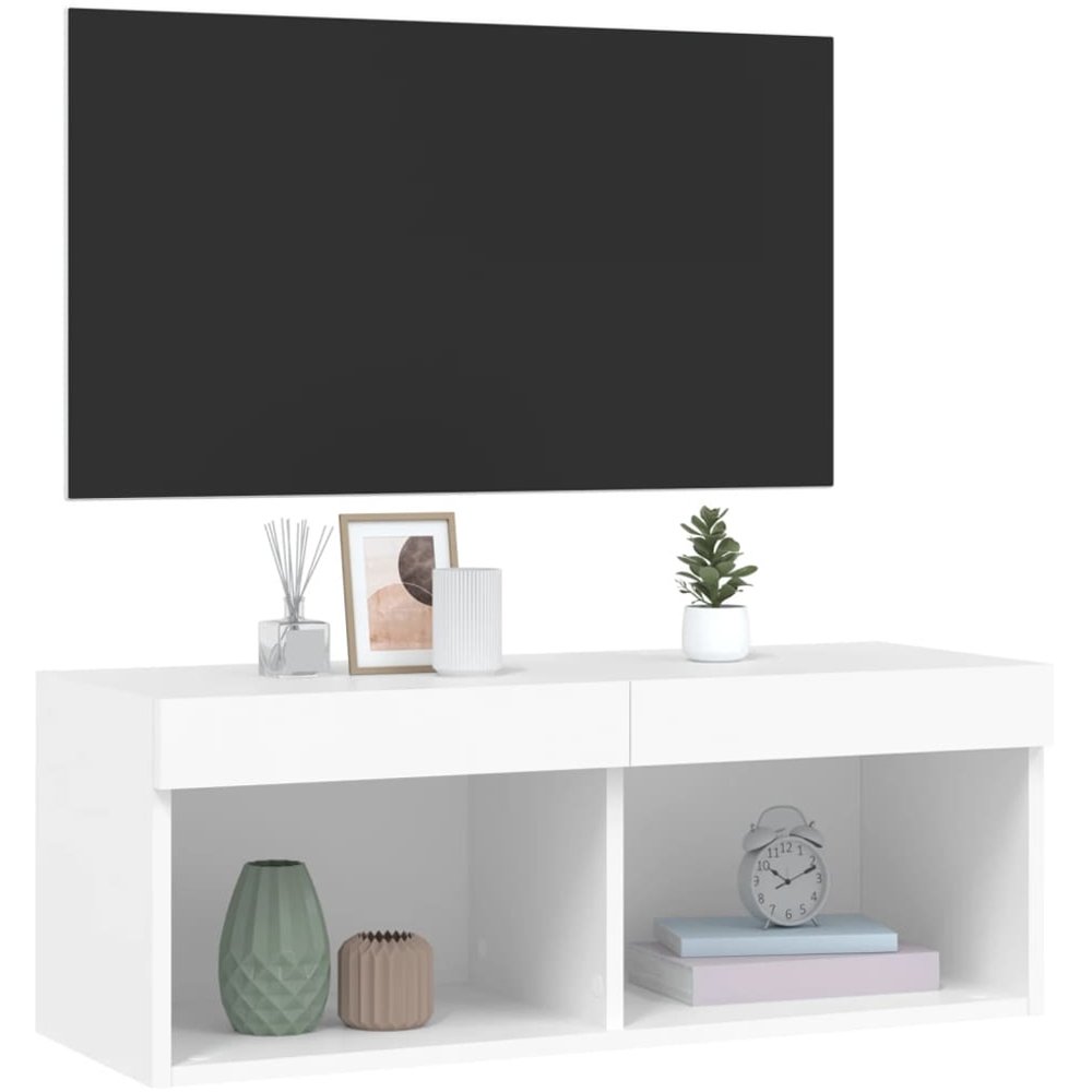 vidaXL 2 Shelf White Wall Mounted LED TV Cabinet Image 3