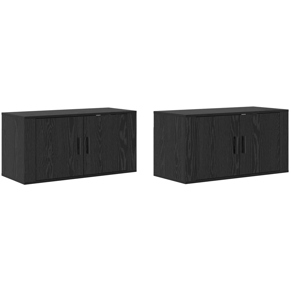 vidaXL 2 Door Black Oak Wall Mounted TV Unit Set of 2 Image 3