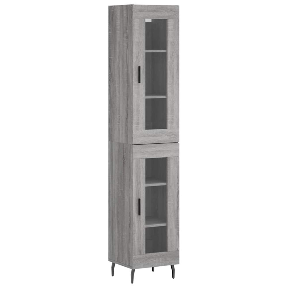 vidaXL 2 Glass Door Grey Sonoma Highboard Image 2