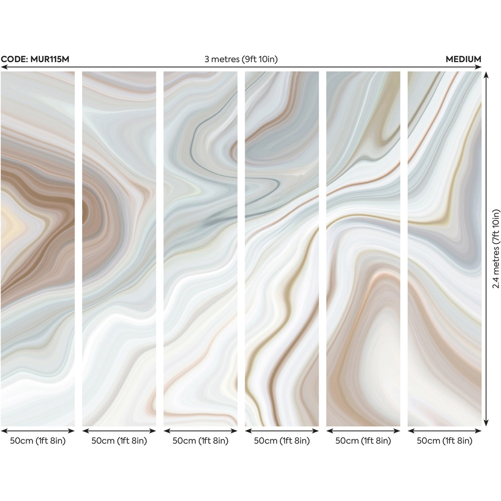 Origin Murals Marbled Ink Blue Wall Mural Image 3