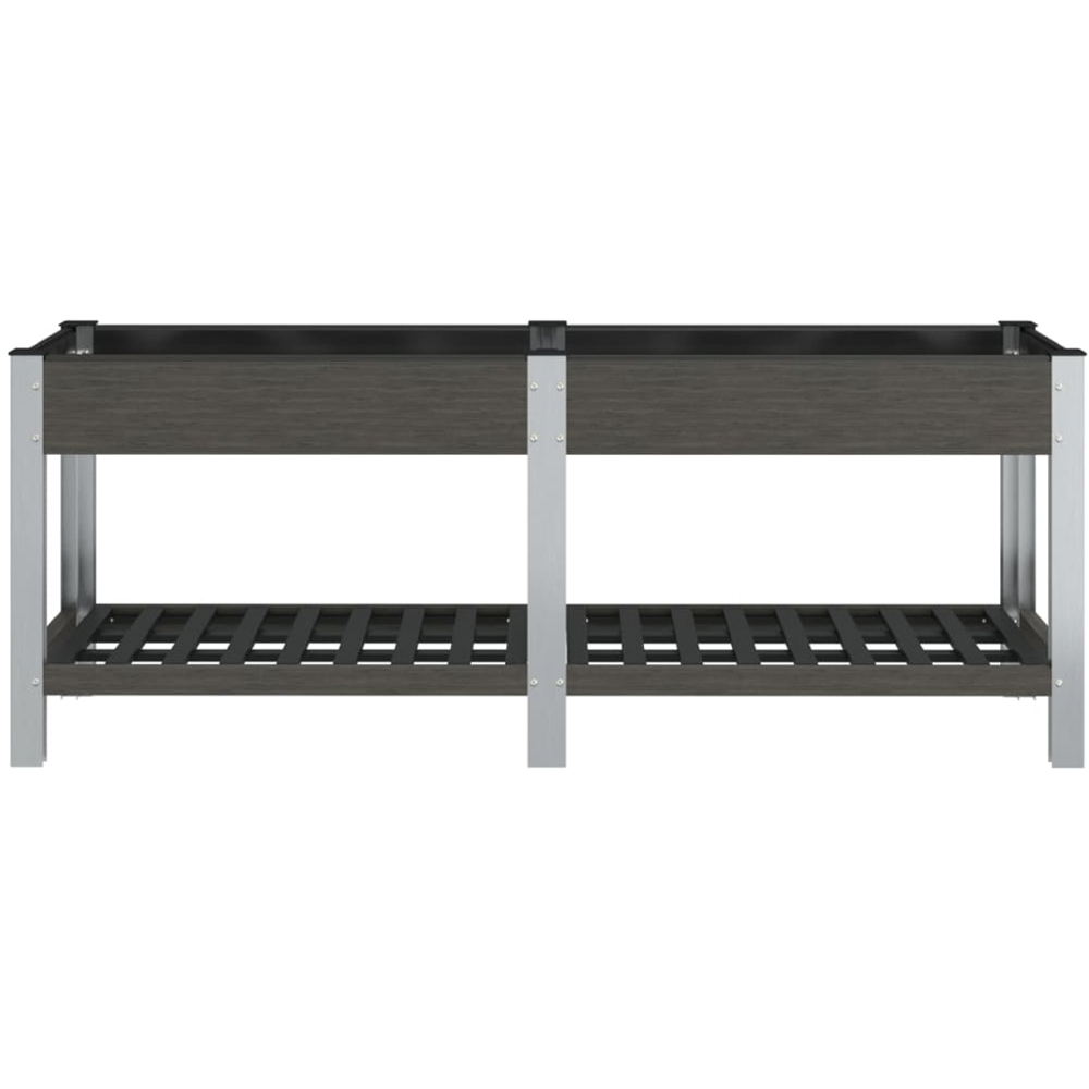 vidaXL Grey Wood Plastic Composite and Steel Raised Garden Bed with Shelf 75 x 50 x 200cm Image 2