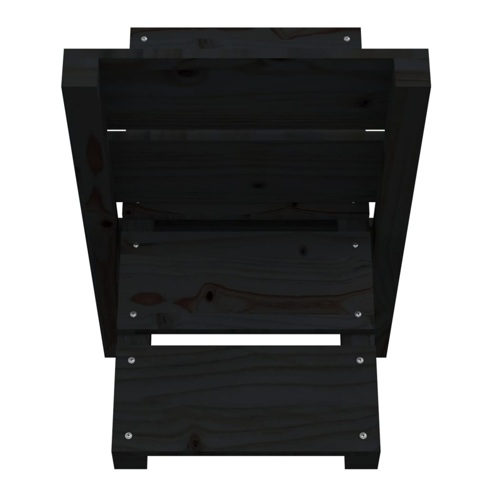 vidaXL Black Pine Wood Firewood Log Holder 48 x 47 x 39.5cm Image 5