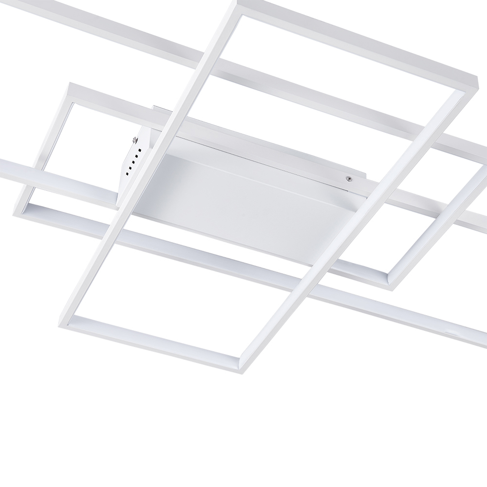 Living and Home White Rectangular LED Semi Flush Ceiling Light Image 6