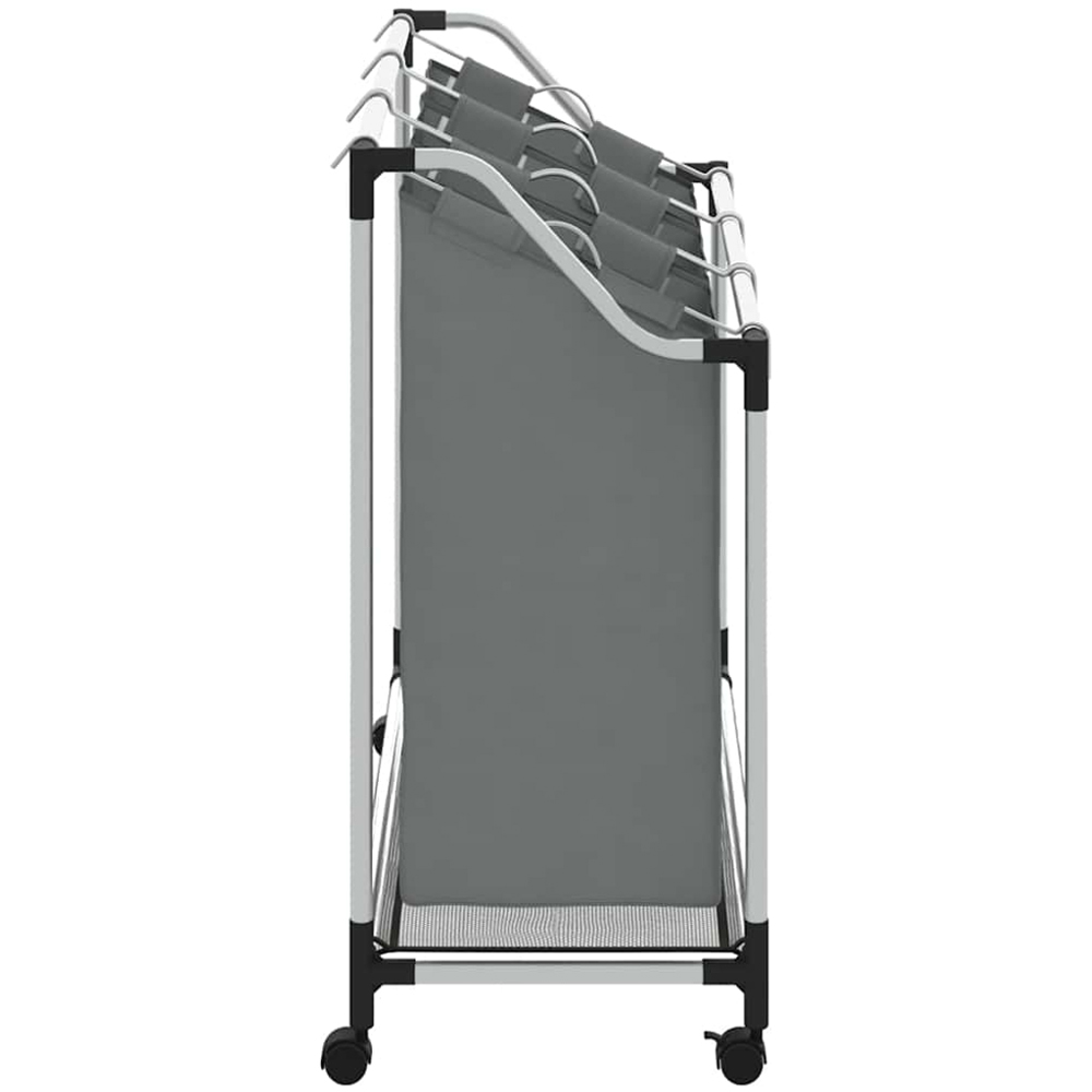 vidaXL 3 Compartment Grey Laundry Basket with Wheels 96 x 40 x 92cm Image 5