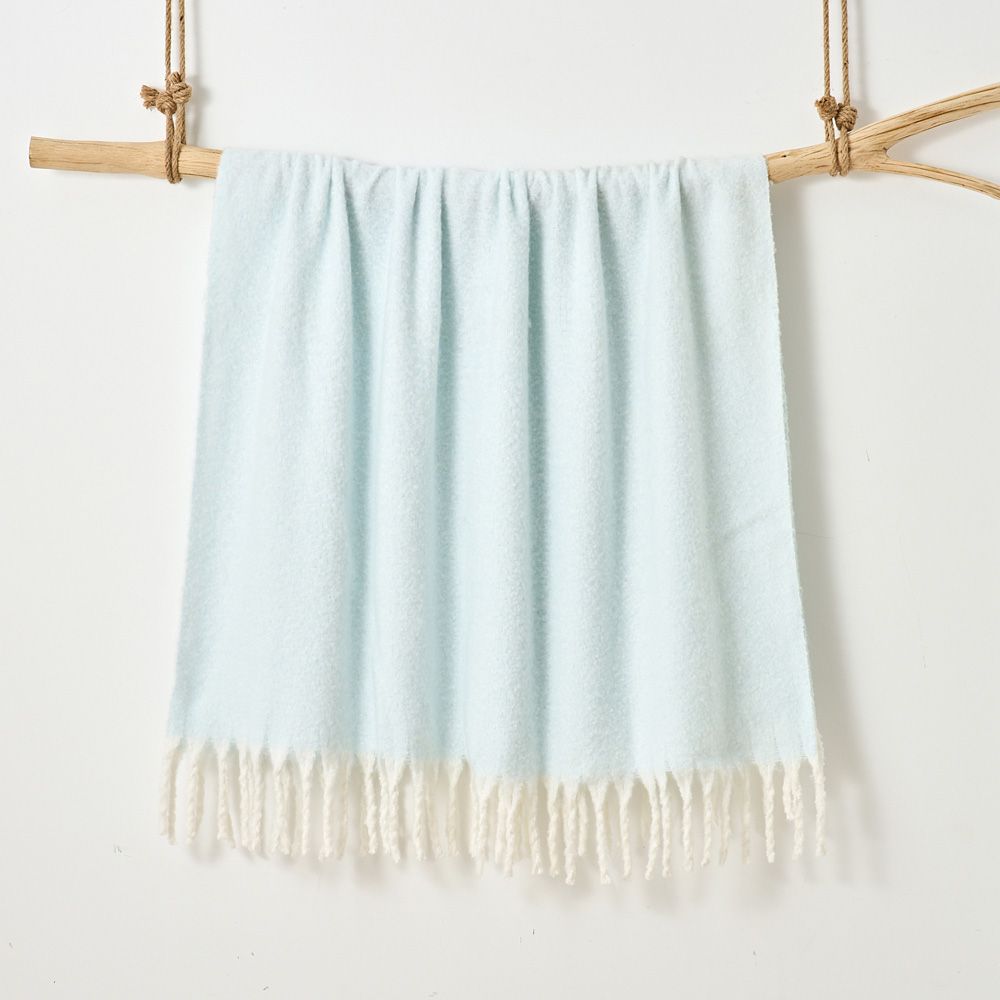 Cloud Touch Aisling Faux Mohair Fringed Duck Egg Throw 127 x 170cm Image 2