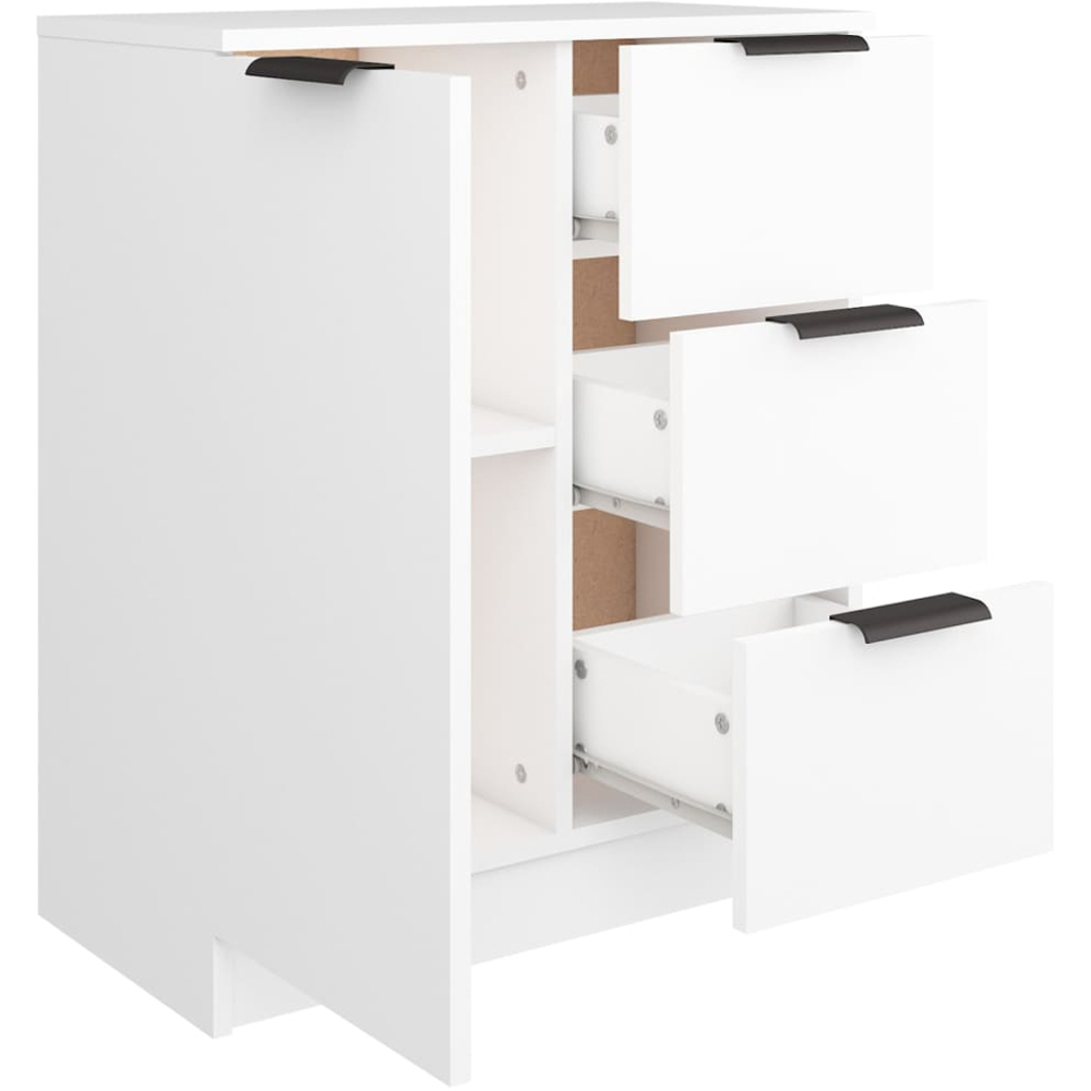 vidaXL Single Door 3 Drawer White Sideboard Image 5