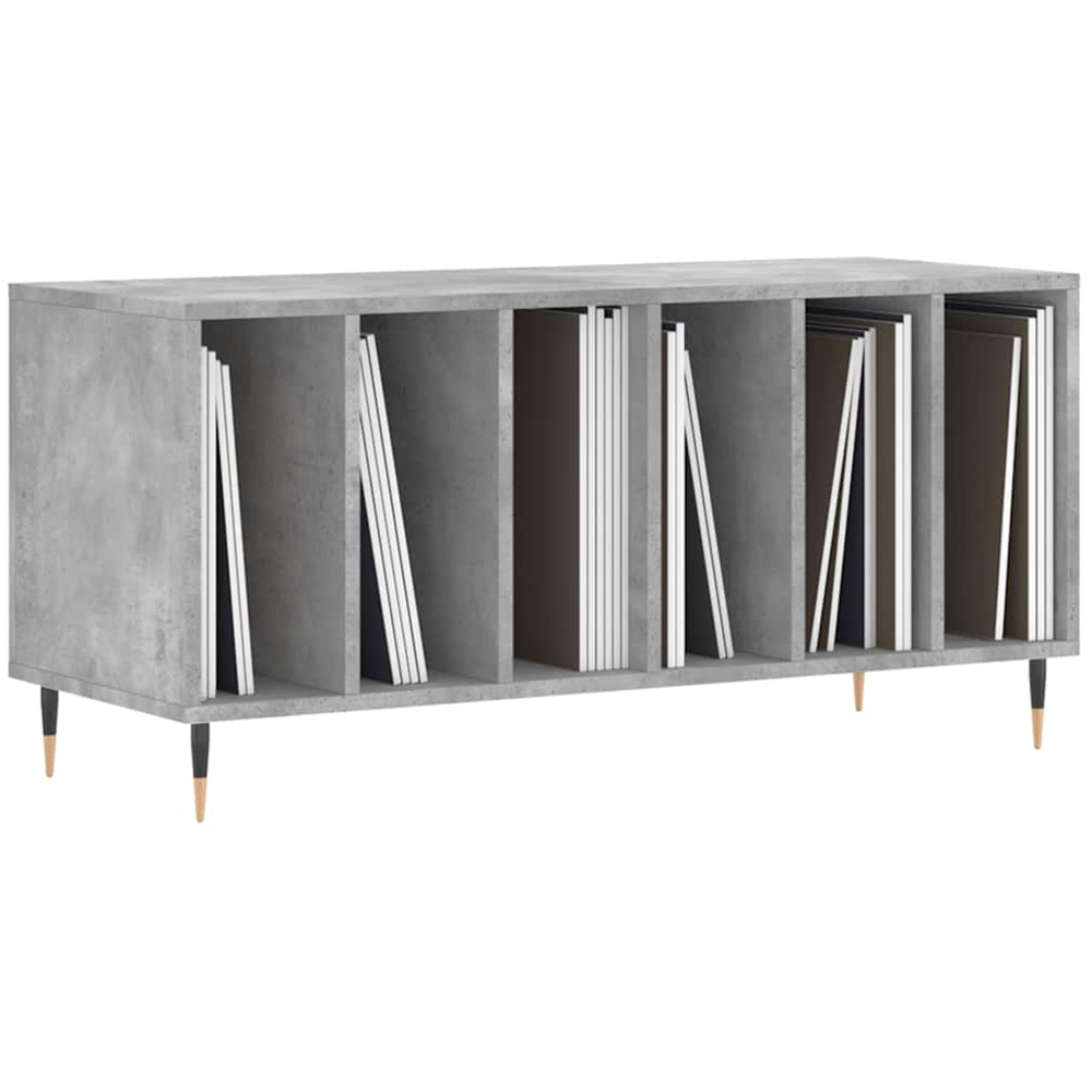 vidaXL 6 Shelf Concrete Grey Record Cabinet Image 3