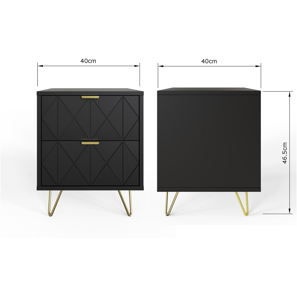 GFW Alora 2 Drawer Black Bedside Table Image 9
