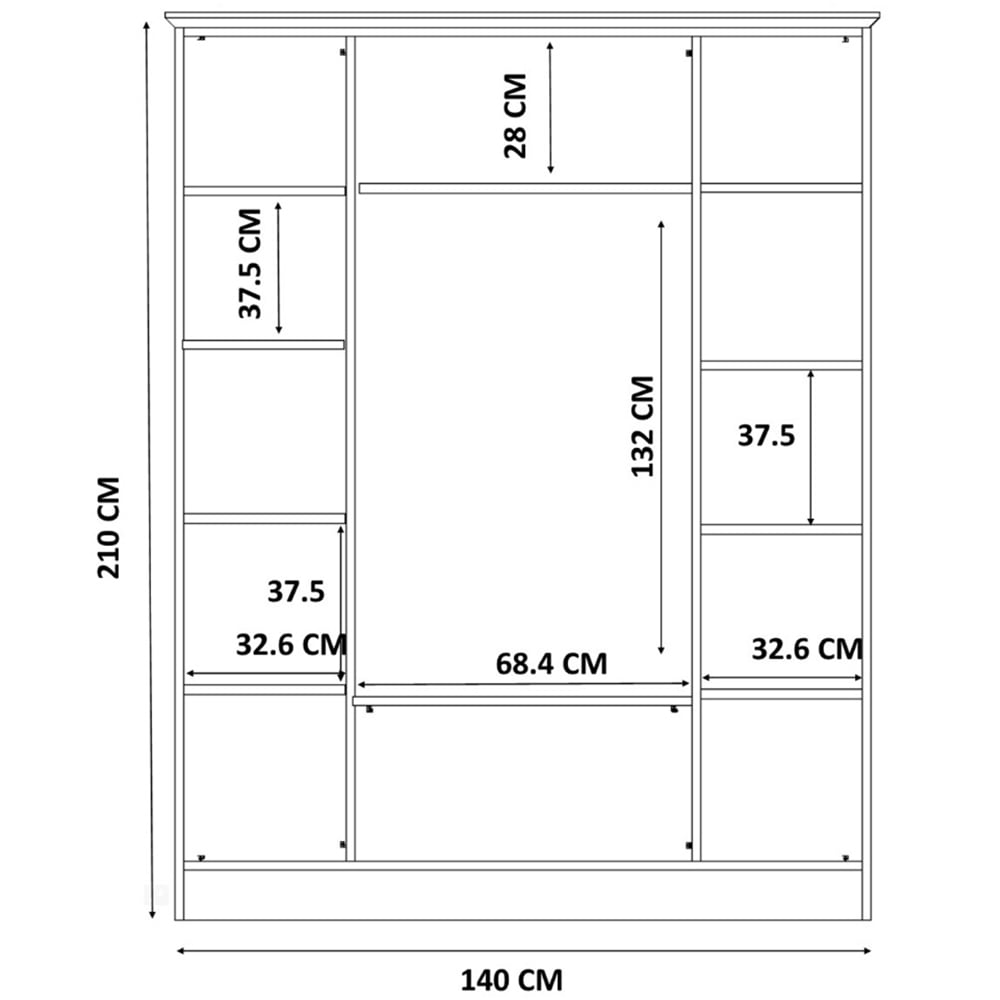 Evu ANNE 4 Doors 2 Drawers White Mirrored Wardrobe Image 5