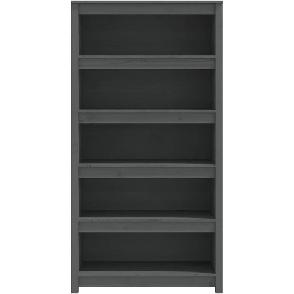 vidaXL 5 Shelf Grey Solid Pine Wood Bookcase Image 3