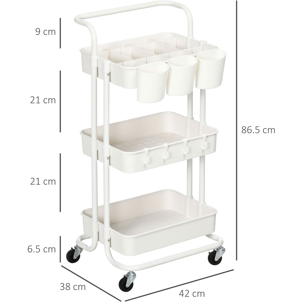 HOMCOM 3-TierWhite Utility Cart Image 9
