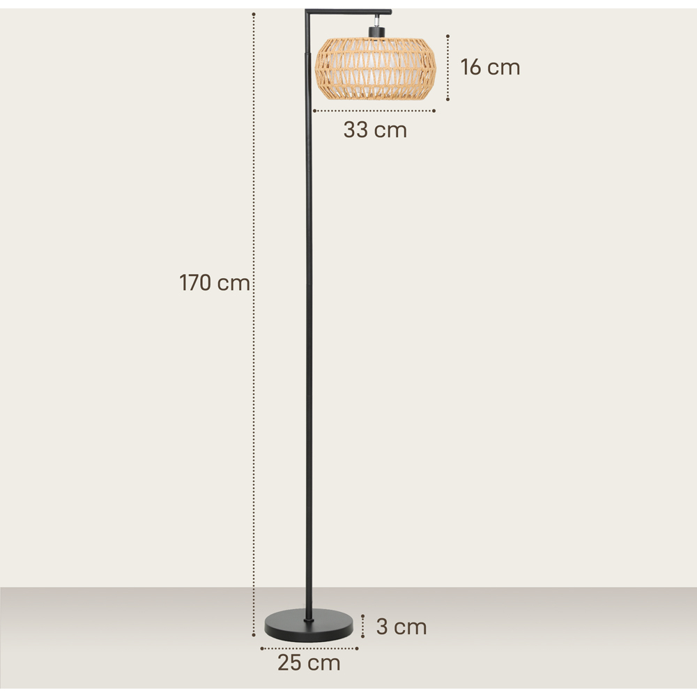 Portland Black Boho Dimmable LED Floor Lamp with Double Shade Image 9