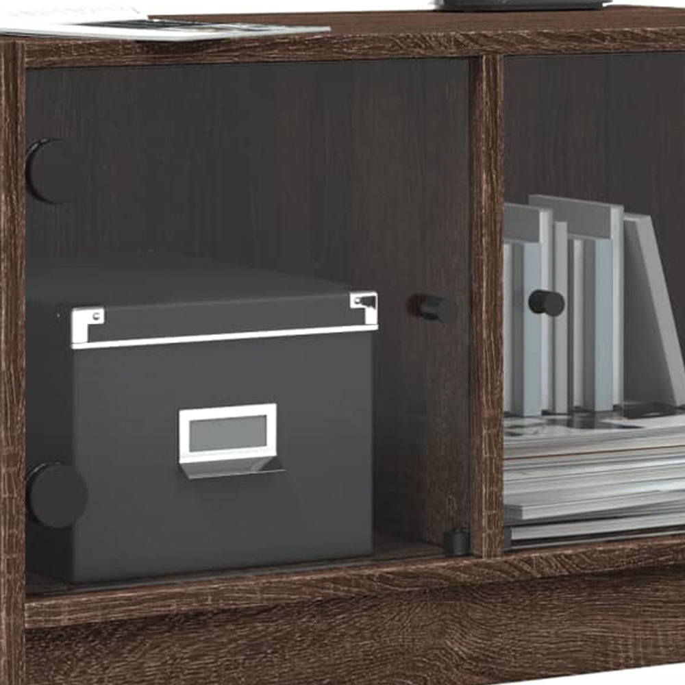 vidaXL 2 Glass Door Brown Oak Wooden TV Cabinet Image 8