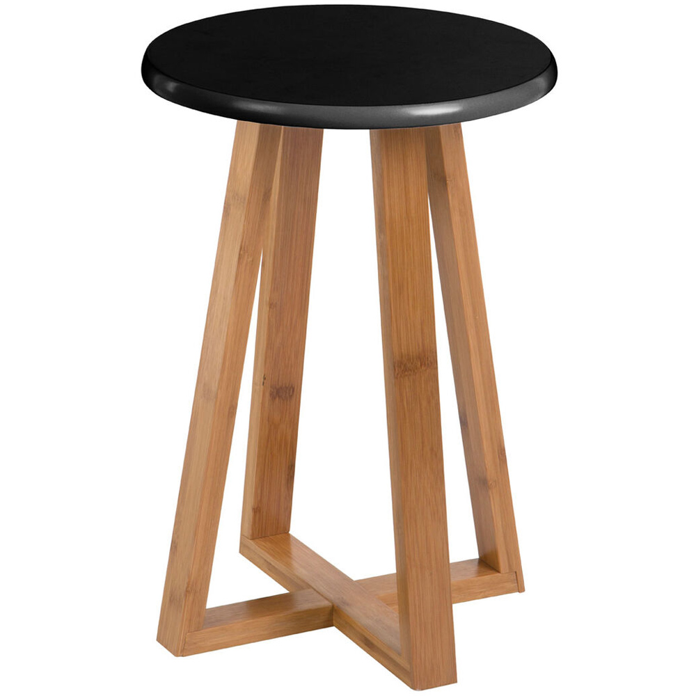 Premier Housewares Viborg Black and Natural Bamboo Round Stool Image 2