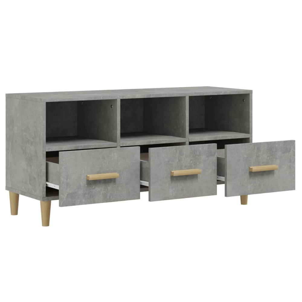 vidaXL 3 Drawer 3 Shelf Concrete Grey TV Cabinet Image 7