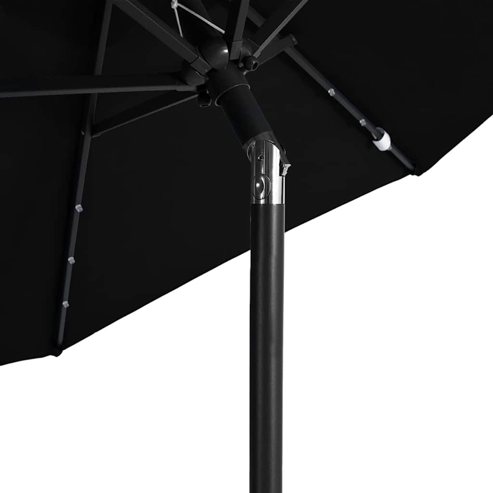 vidaXL Black LED Light Garden Parasol with Steel Pole 2.25m Image 6