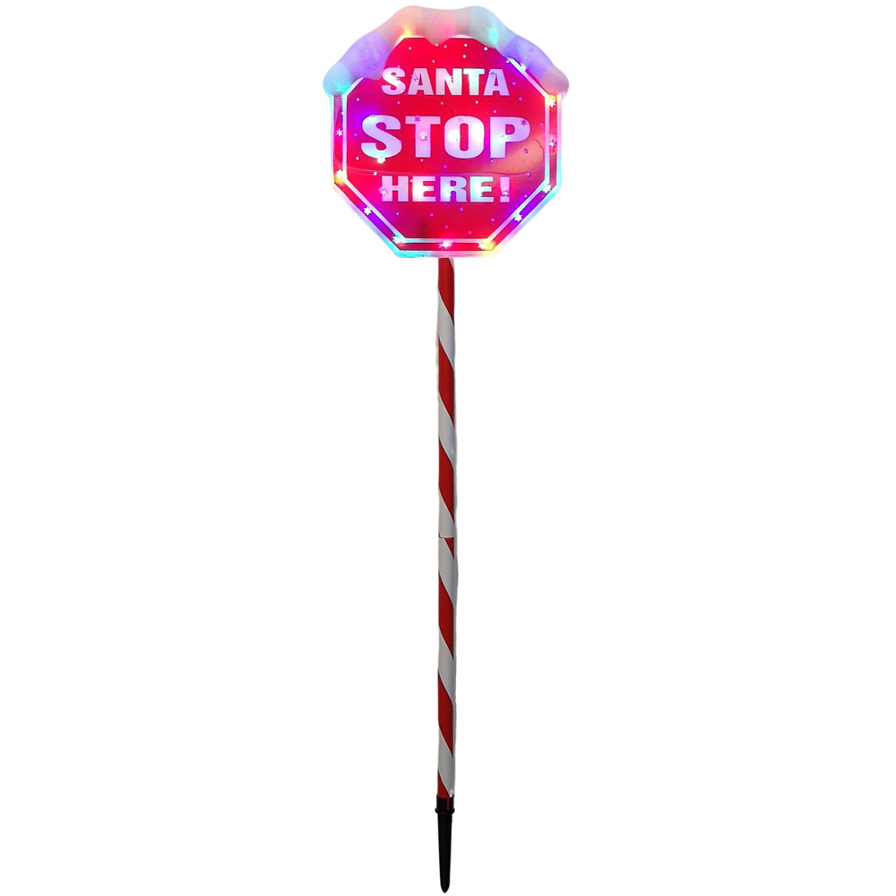 Samuel Alexander Premier Light Up Santa Stop Here Christmas Sign 110cm Image 3