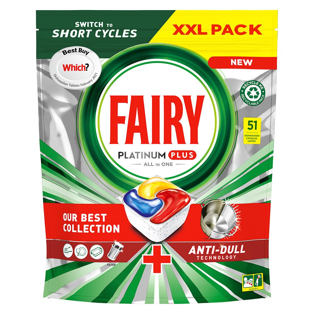 Fairy Platinum Lemon Plus Dishwasher Tablets 51ct Wilko
