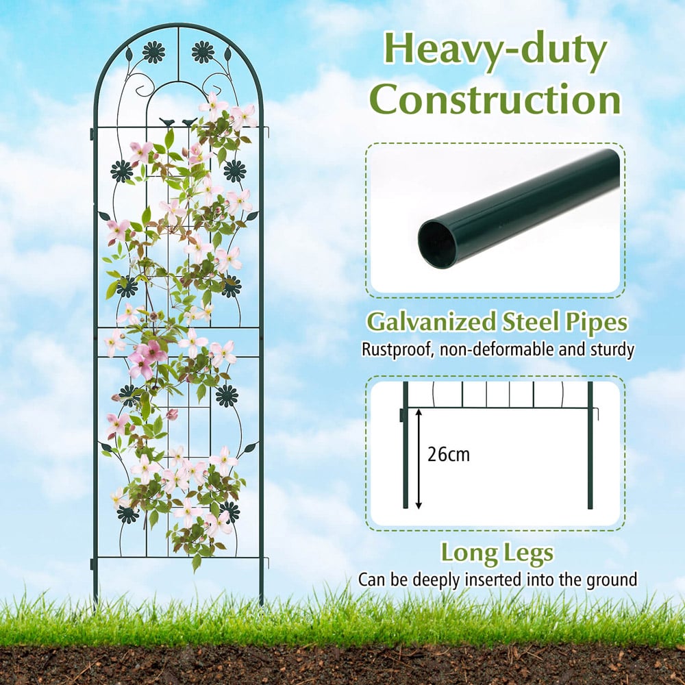 Costway Green Metal Garden Trellis 180 x 50cm 2 Pack Image 7
