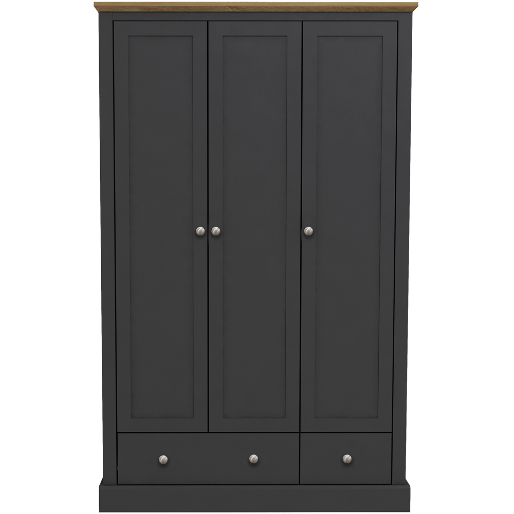 Devon 3 Door 2 Drawer Charcoal Wardrobe Image 2