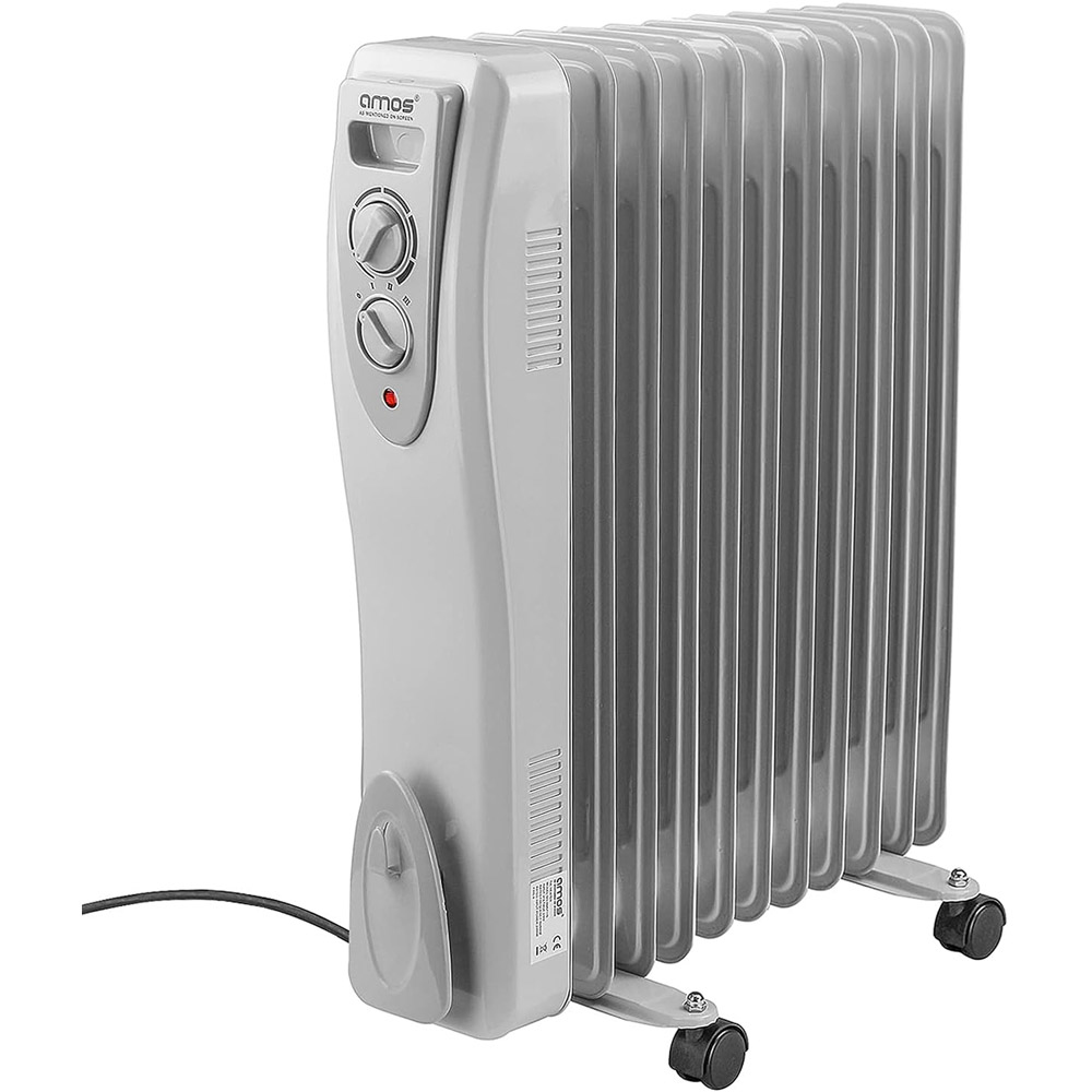 AMOS 11 Fin Grey Oil Filled Radiator 2500W Image 1