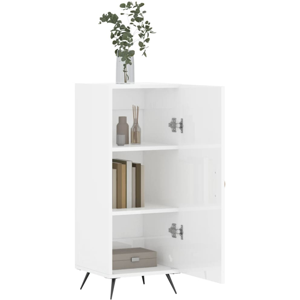 vidaXL Single Door High Gloss White Sideboard Image 4