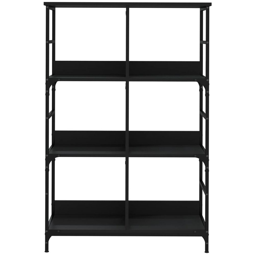 vidaXL 6 Open Shelf Black Engineered Wood Bookshelf Image 4