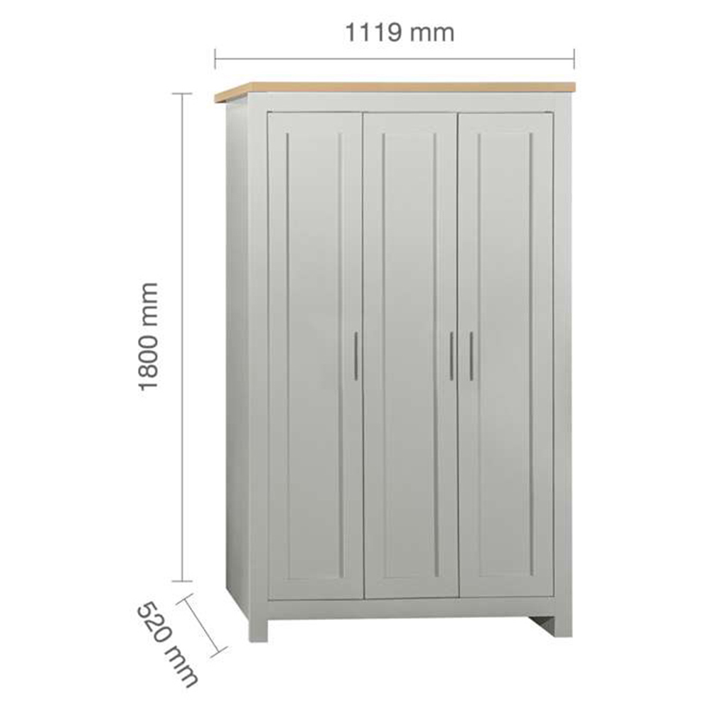 Highgate 3 Door Grey and Oak Wardrobe Image 8
