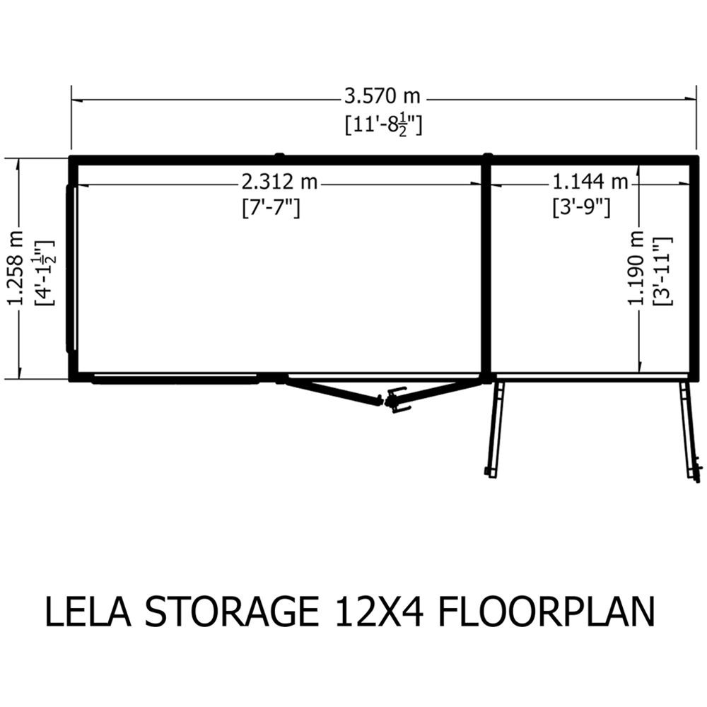 Shire Lela 12 x 4ft Double Door Summerhouse with Storage Image 7