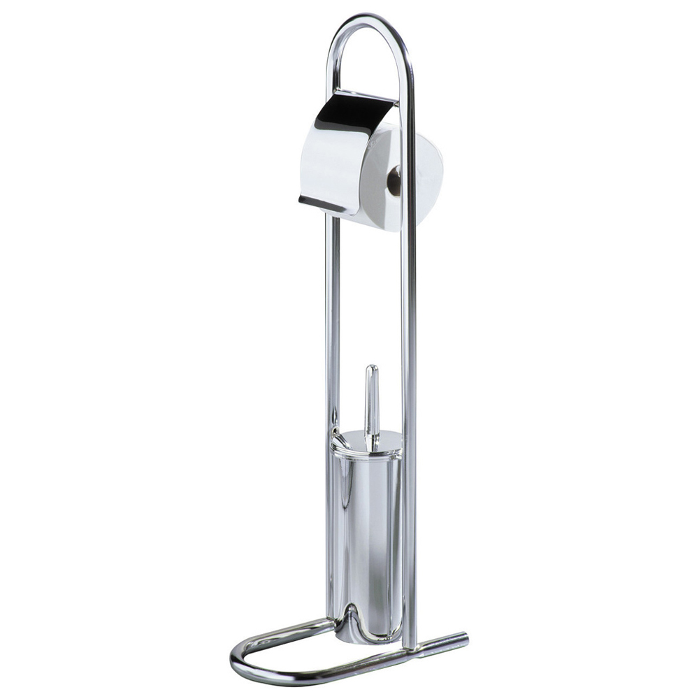 Premier Housewares Chrome Small Toilet Brush and Roll Holder Image 1