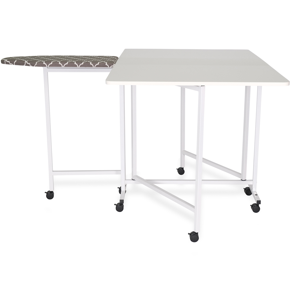 Arrow Cabinets Millie 3311 White Foldable Cutting Table with Integral Ironing Board Image 2