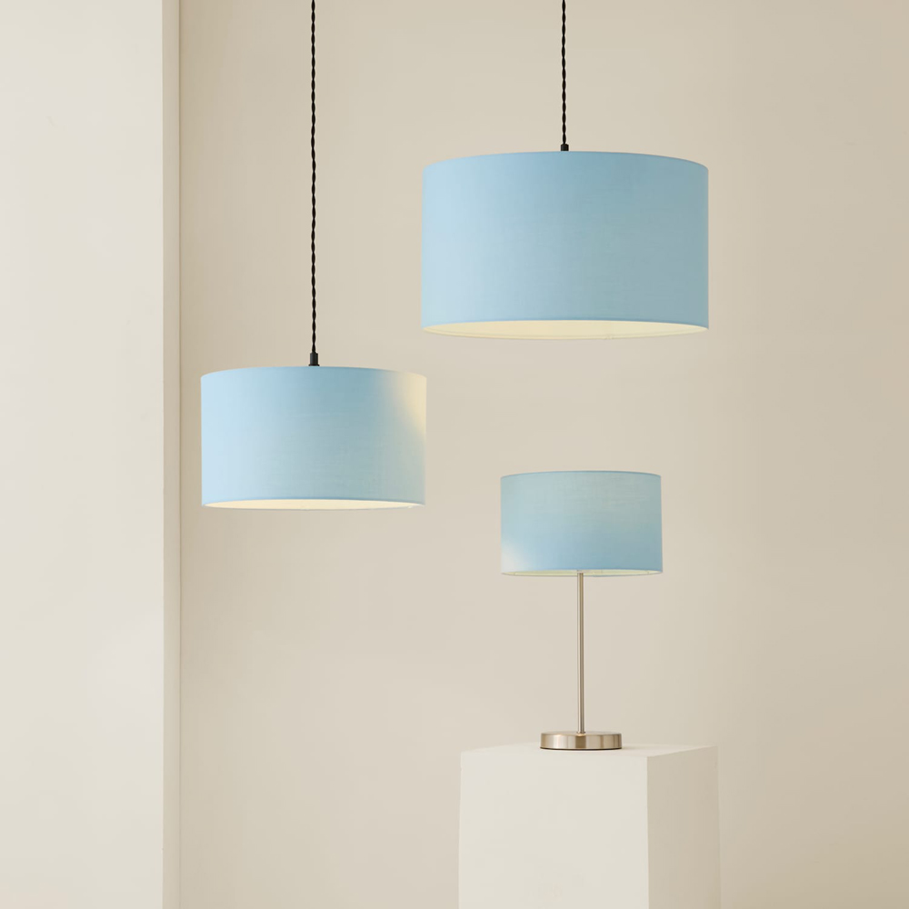 ValueLights Reni Duck Egg Fabric Small Drum Ceiling Lamp Shade Image 7