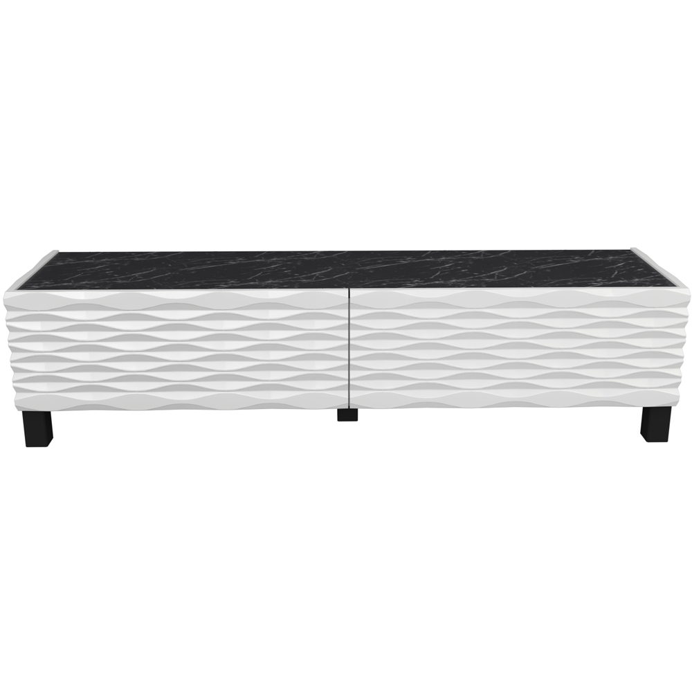 Decorotika Lerze 2 Door Black Marble and White TV Unit Image 5